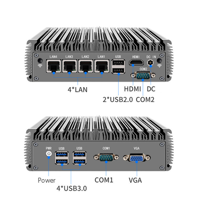 Купить Промышленный безвентиляторный мини-ПК 4 lan RJ45 Giga Quad core J4125 core i3 i5 i7 Безвентиляторный промышленный мини-ПК компьютер online manufacture